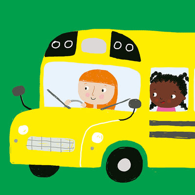 Woman driving a school bus illustration – vehicles & transport books for kids – Miles Kelly