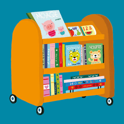 Book cart filled with children's books illustration – View all children's books by Miles Kelly