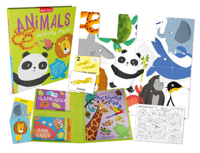 Animals Activity Pack contents – Flashcards, Game Cards and Activity Pad – Miles Kelly