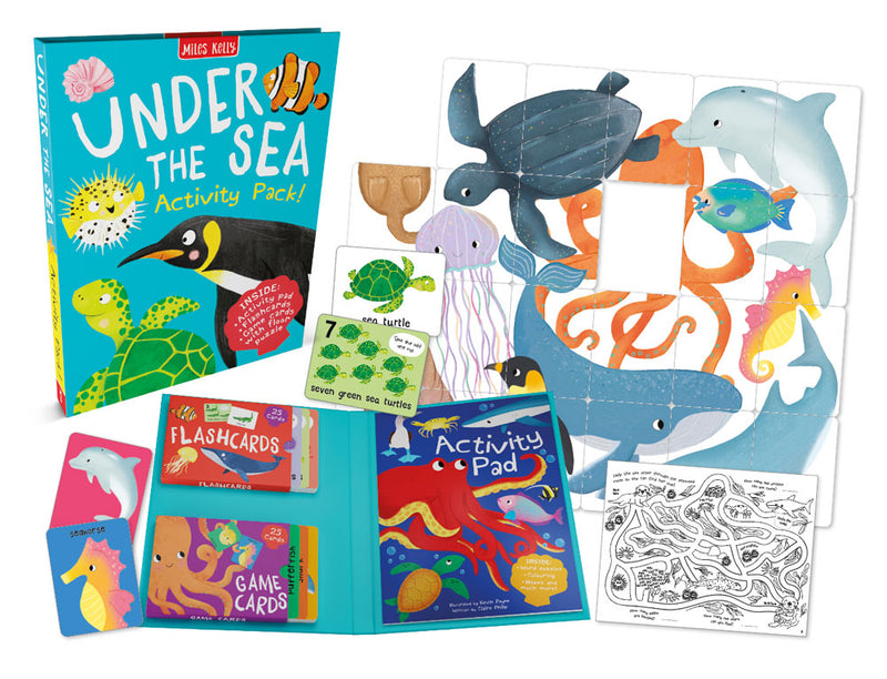 Under the Sea Activity Pack contents – Flashcards, Game Cards and Activity Pad – Miles Kelly