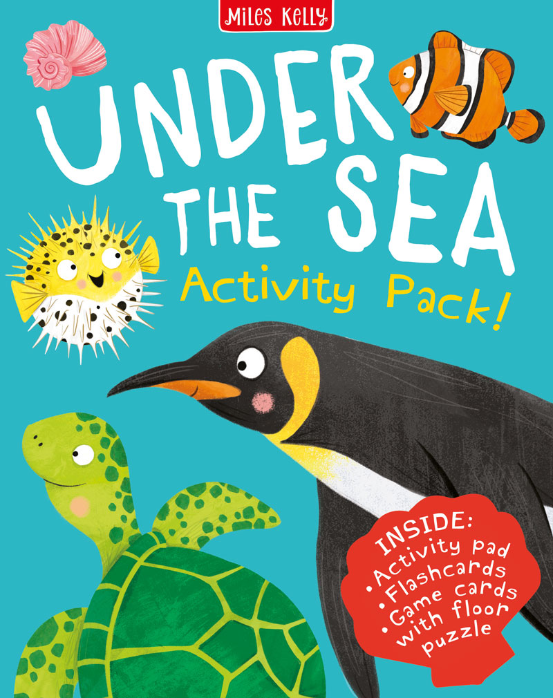 Under the Sea Activity Pack cover showing illustrations of a penguin, turtle and pufferfish - Miles Kelly