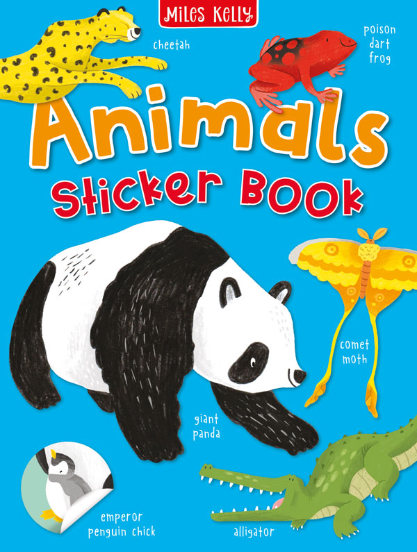 Animals Sticker Books for children aged 3+ by Miles Kelly. Cover shows panda illustration and other animals