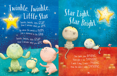Nursery Rhymes book sample page by Miles Kelly. Shows Twinkle Twinkle Little Star with charming illustration 