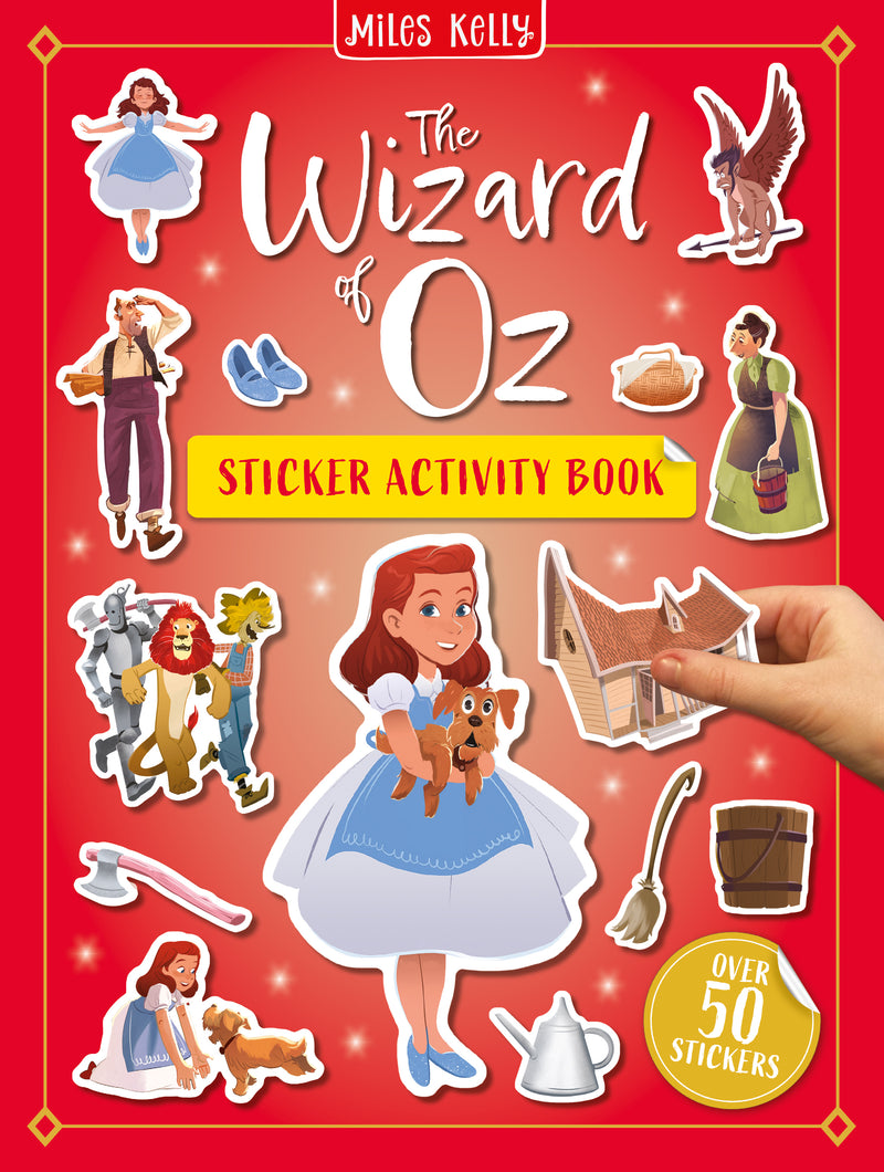 The Wizard of Oz Sticker Activity Book cover by Miles Kelly. The illustrations show sample stickers from the story.