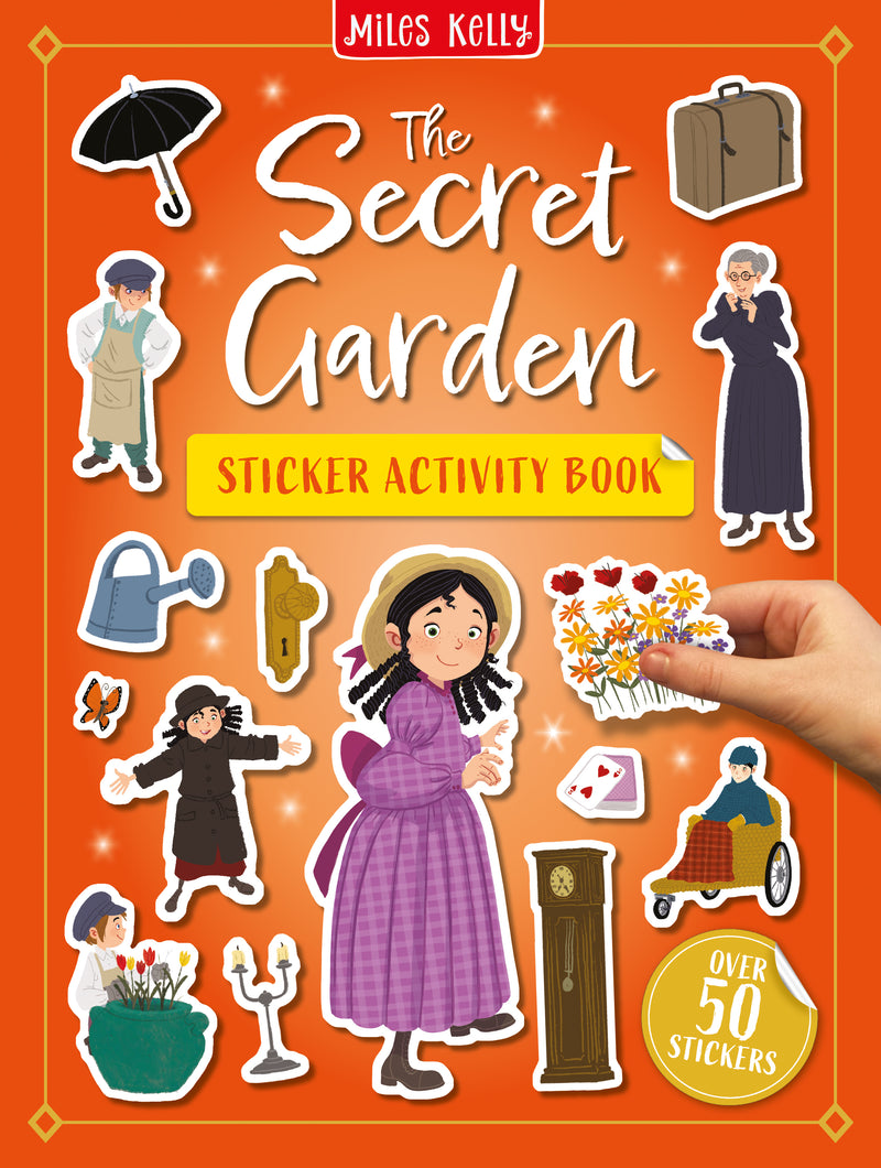 The Secret Garden Sticker Activity Book cover by Miles Kelly. The illustrations show sample stickers from the story.