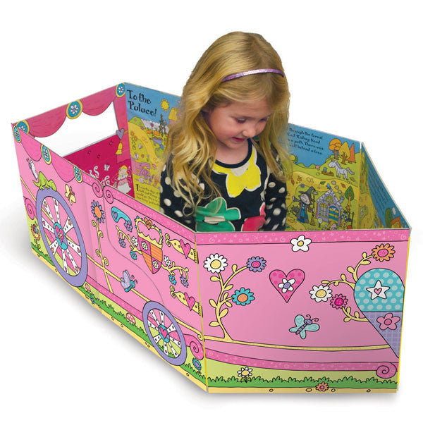 Convertible Princess Carriage – 3-in-1 Book & Sit-in Princess Coach Toy & Interactive Play Mat for Kids