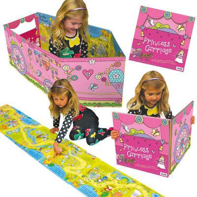Convertible Princess Carriage – 3-in-1 Book & Sit-in Princess Coach Toy & Interactive Play Mat for Kids