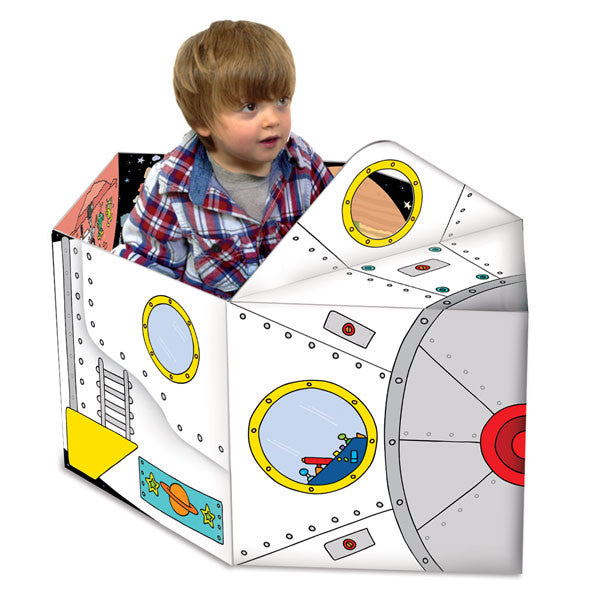 Convertible Spaceship – Sit-inside Rocket Toy & Space Play Mat & Space Mission Story Book for Kids aged 3–6 Years