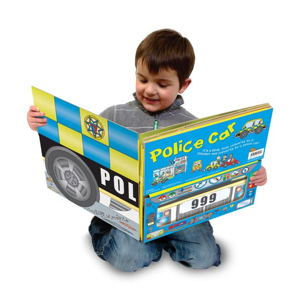 Convertible Police Car – Sit-in Car & Adventure Story Book & Play Mat for Preschoolers