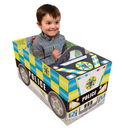 Convertible Police Car – Sit-in Car & Adventure Story Book & Play Mat for Preschoolers